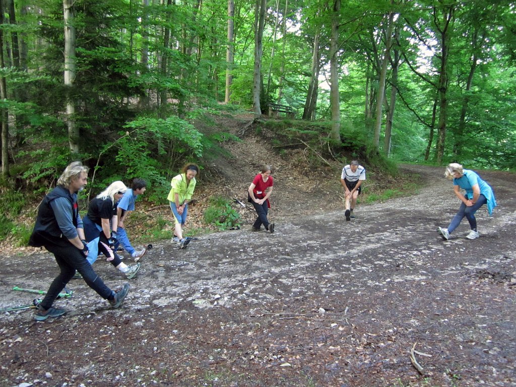 dsci0220.jpg - Die Walking-Gruppe machte zwischendurch Gymnastik                               